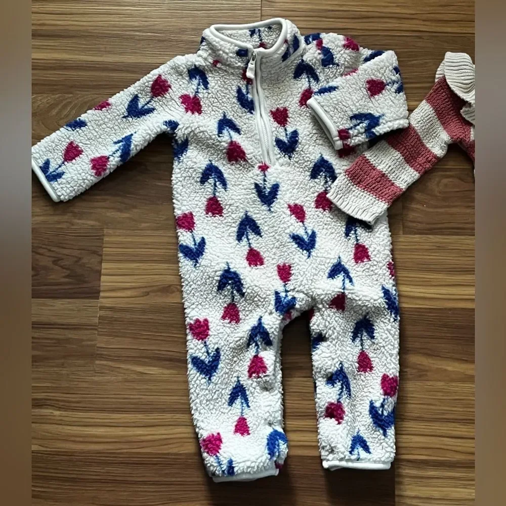 3 Piece Girls Cozy Bundle Size 12 Months Carters Jessica Simpson Romper Jumpsuit